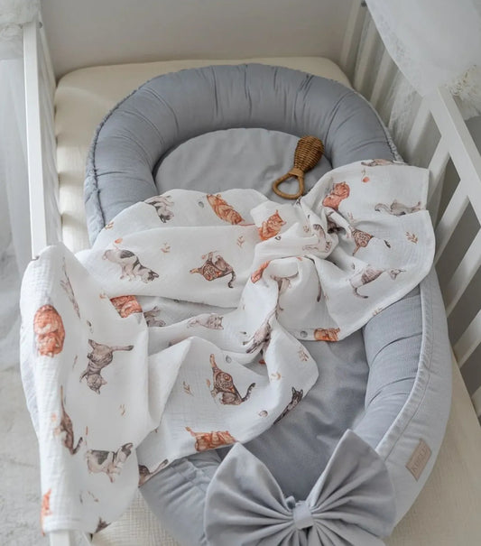 Babynest-Grau Samt-Elegant