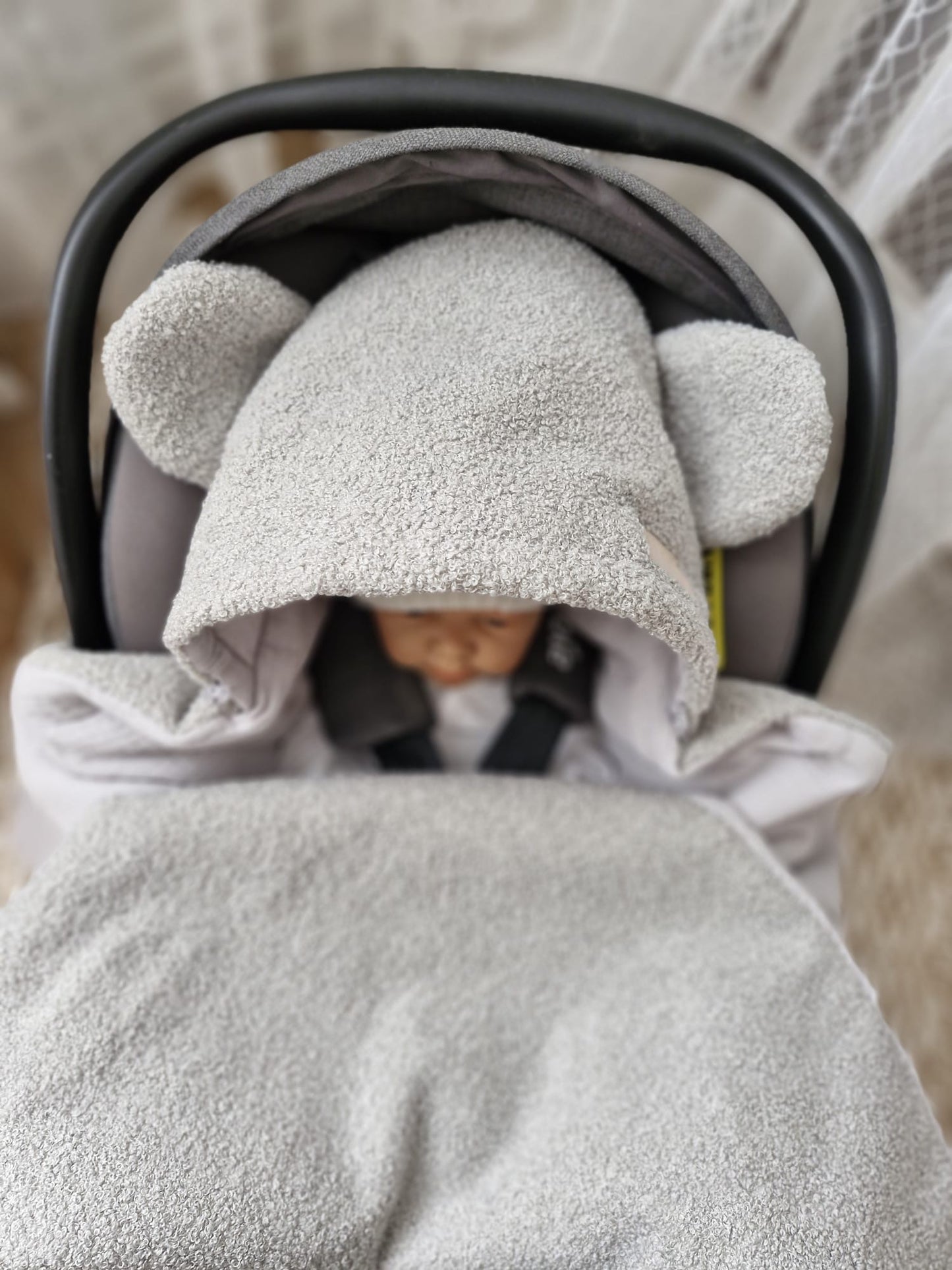Teddy Einschlagdecke für Autoschale-Grey