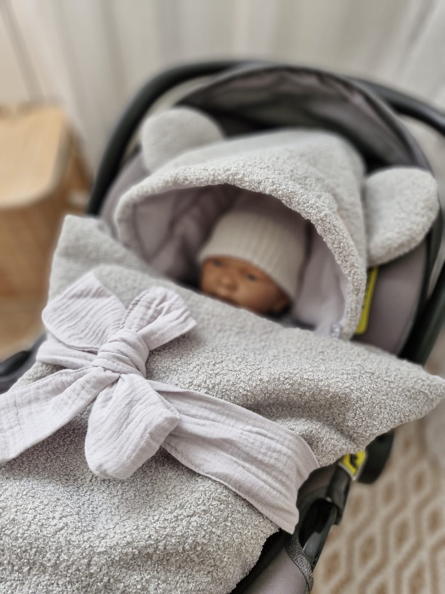 Teddy Einschlagdecke für Autoschale-Grey