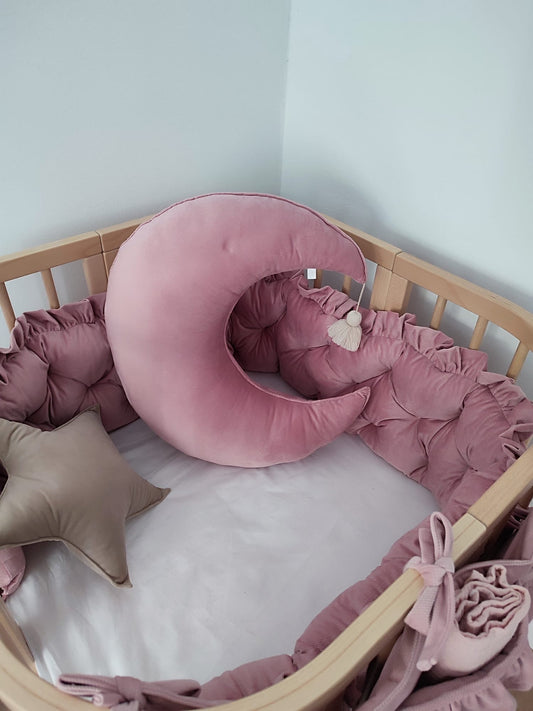 Stillkissen Halbmond Samt-Altrosa