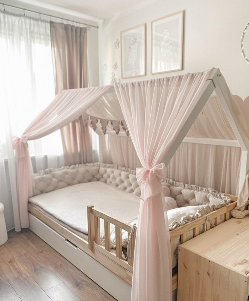 Vorhang-Set für Hausbetten-Hellrosa