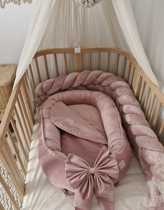 Babynest-Altrosa Samt-Elegant