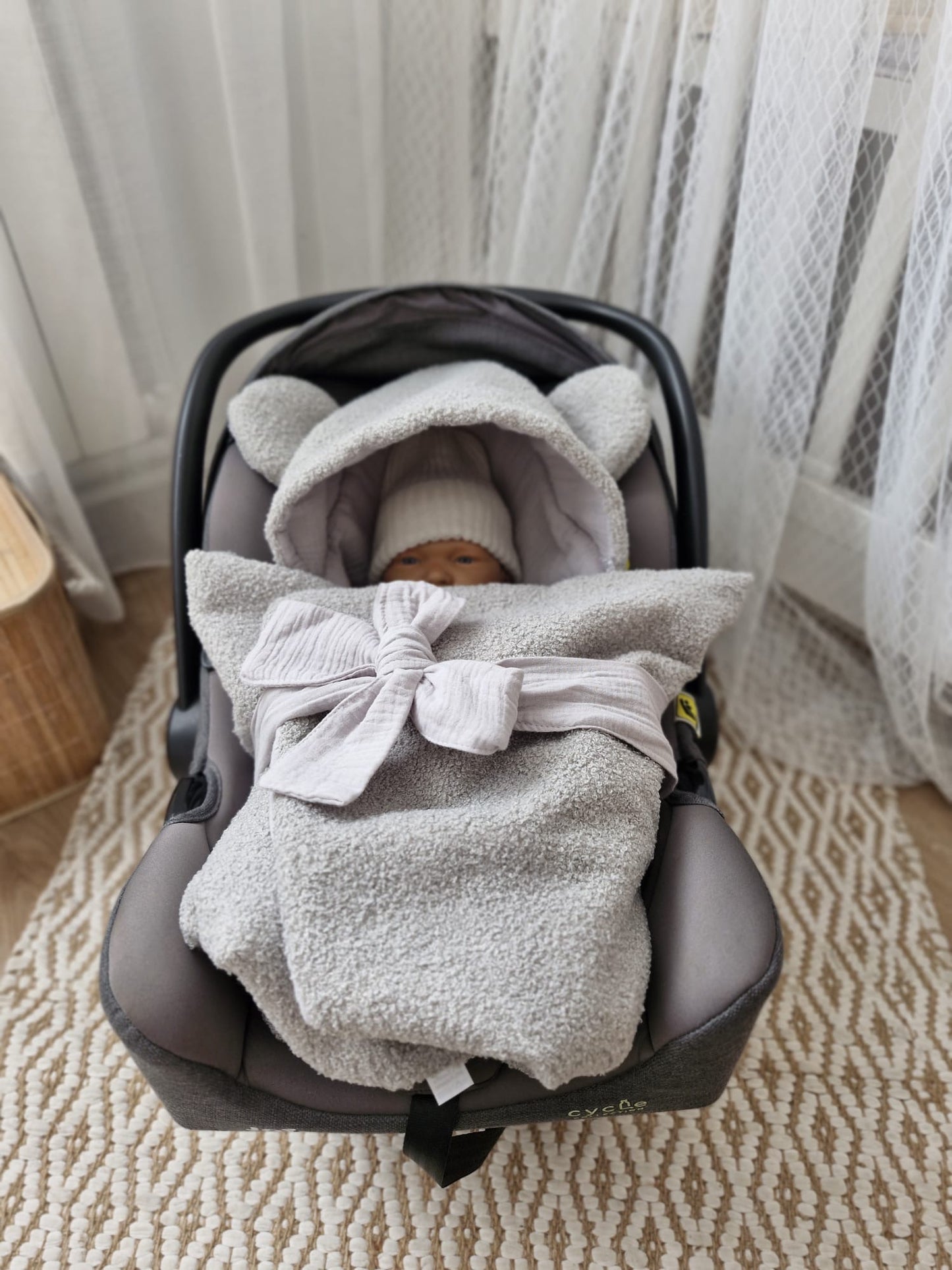Teddy Einschlagdecke für Autoschale-Grey