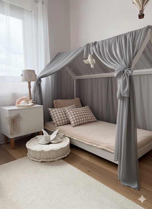 Vorhang-Set für Hausbetten-Grau