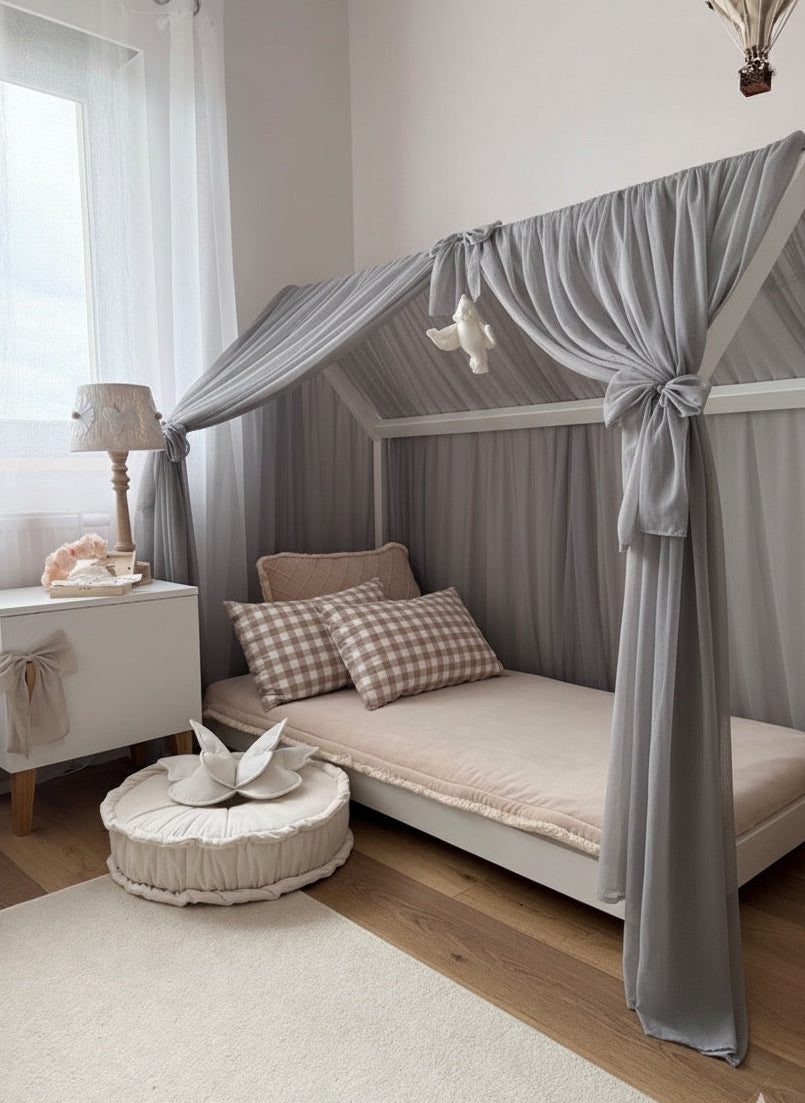 Vorhang-Set für Hausbetten-Grau