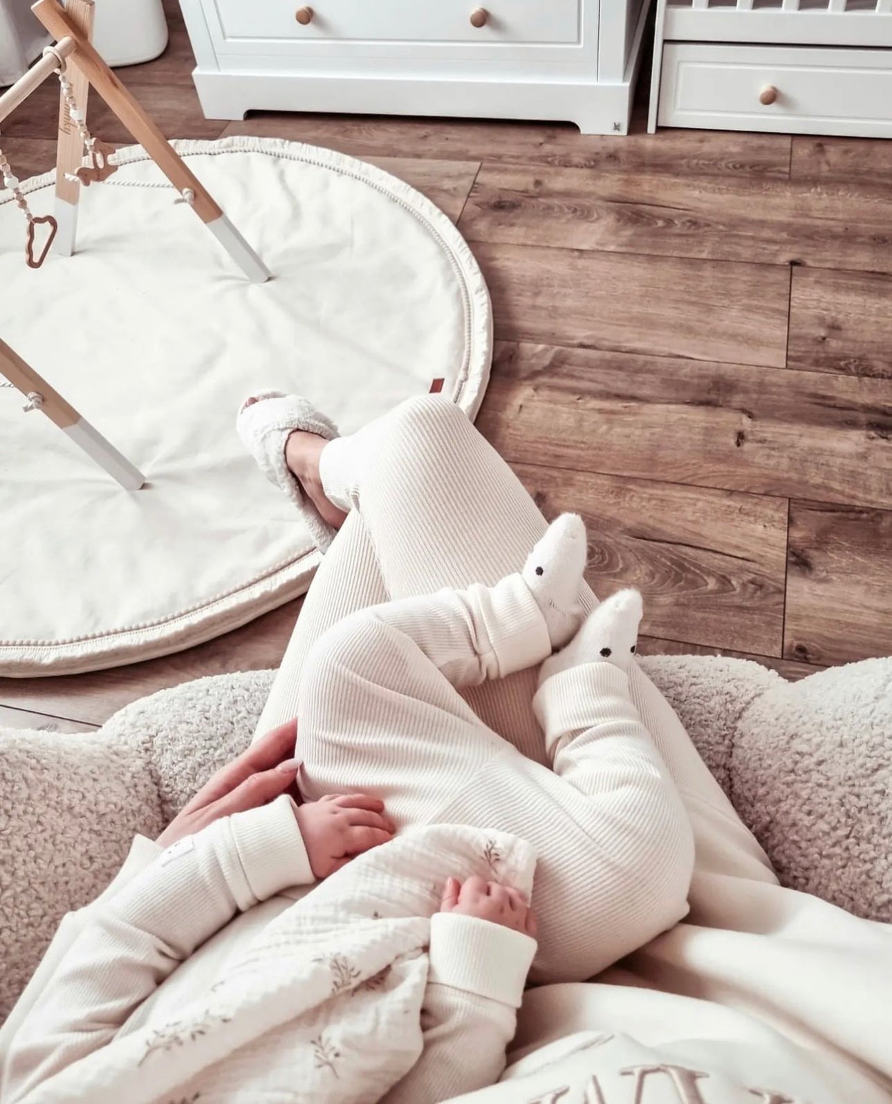 Boho-Spielmatte Ecru (wasserdichter Stoff)