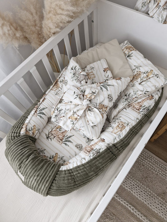 Einschlagdecke/Wickeldecke mit Kissen-Set – Design Safari