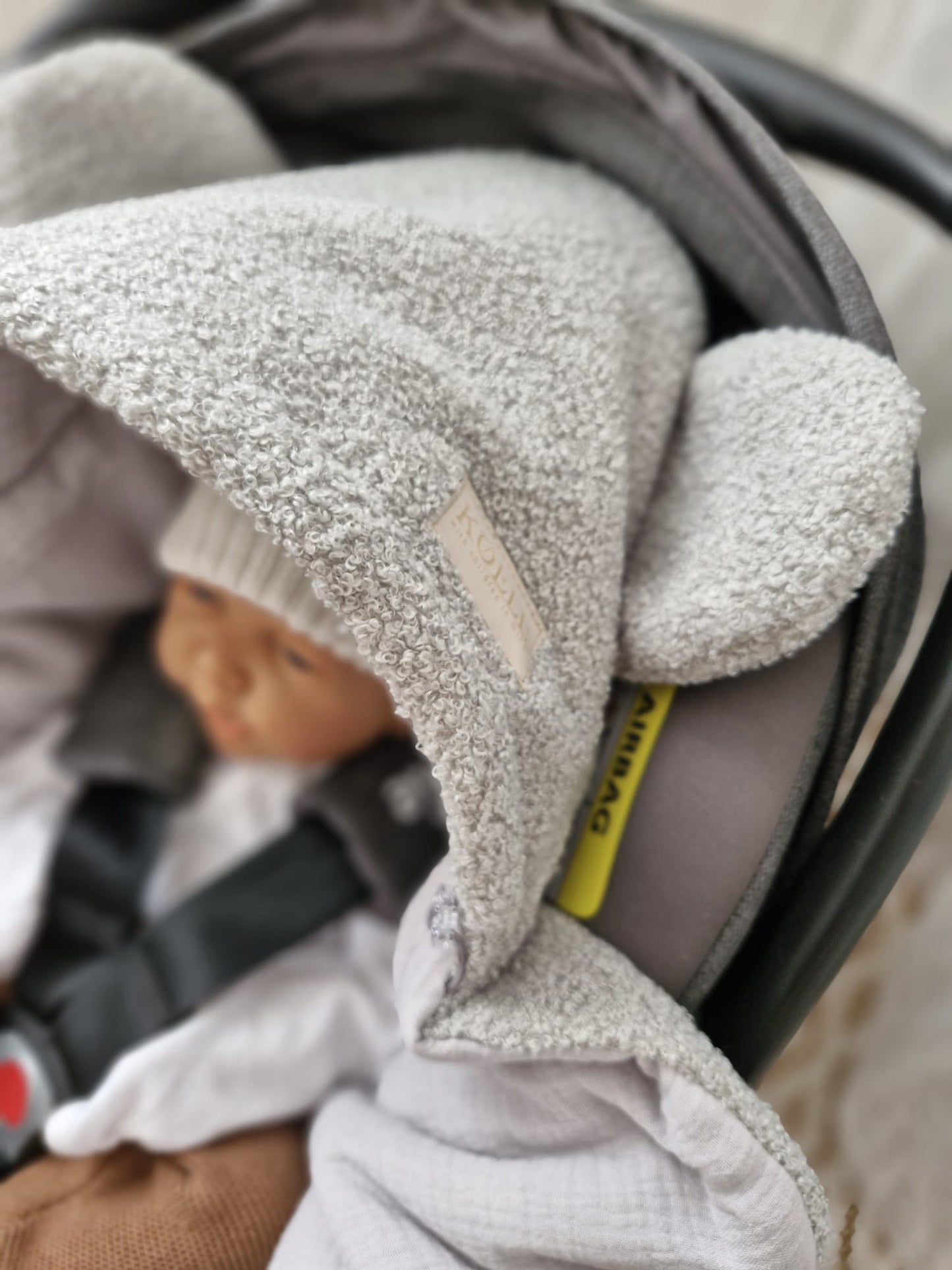 Teddy Einschlagdecke für Autoschale-Grey
