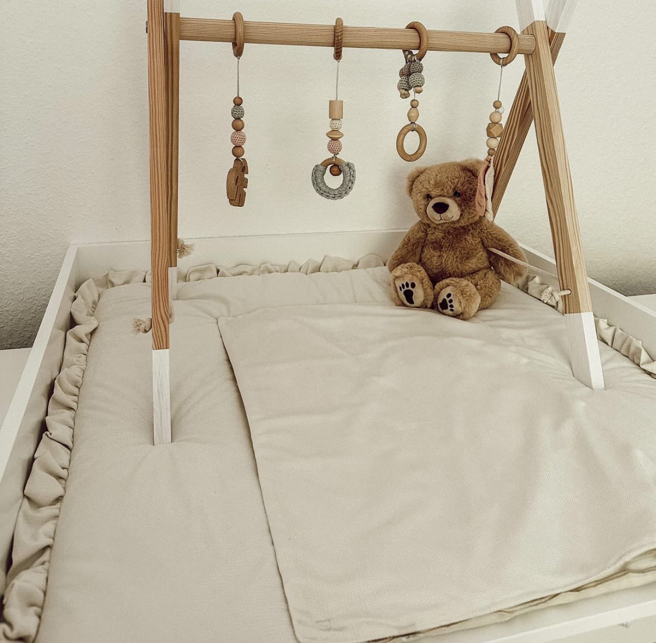 Wickelauflage-Samt-Beige