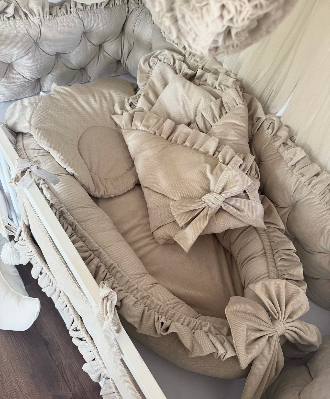 Einschlagdecke Samt Beige