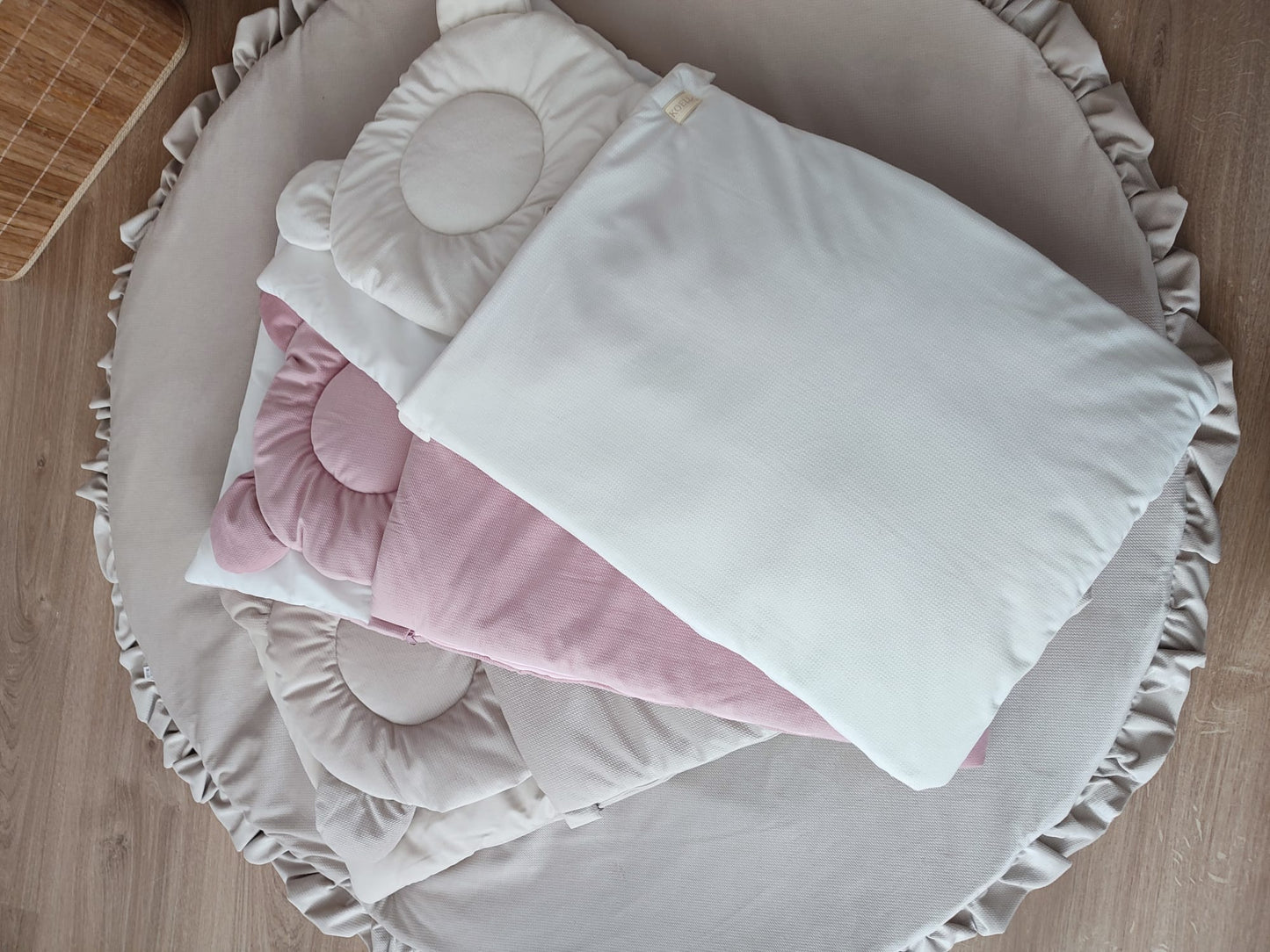 Schlafsack-Samt/Beige mit Kissen