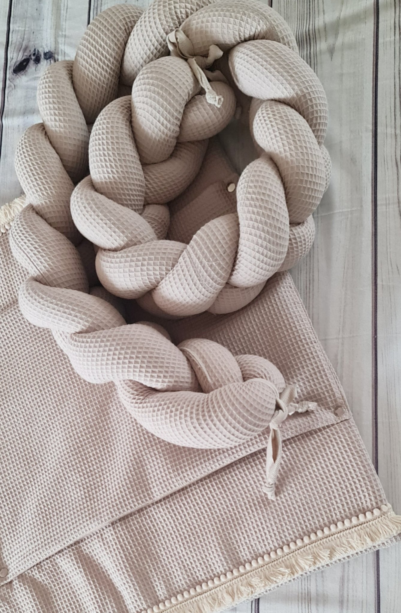 Bettschlange-Waffelpique 210cm-Beige - Lovely Detail