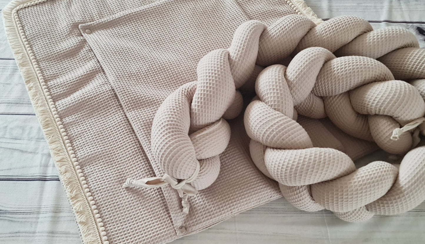 Bettschlange-Waffelpique 210cm-Beige - Lovely Detail