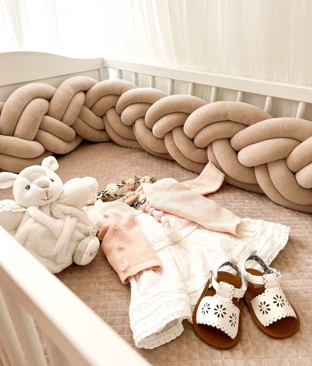 Doppelgeflochtene Bettschlange Samt-Beige 210cm - Lovely Detail