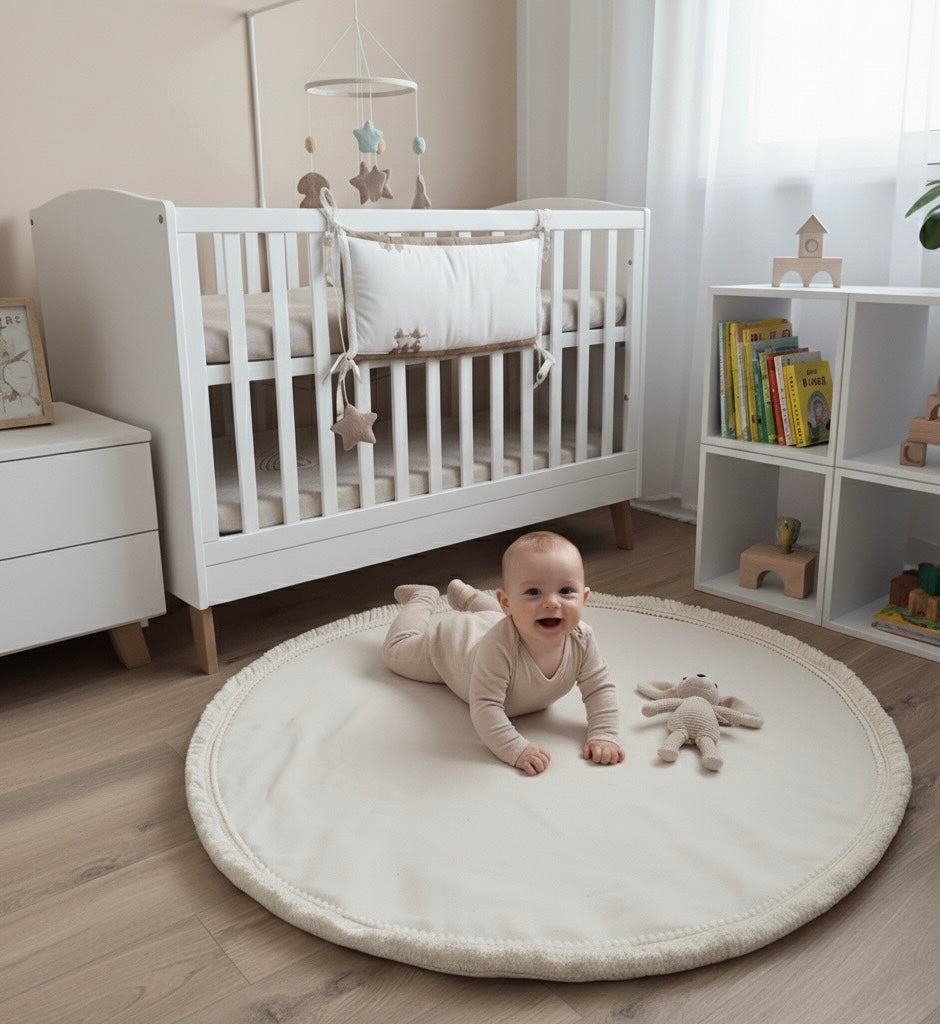 Boho-Spielmatte Ecru (wasserdichter Stoff)