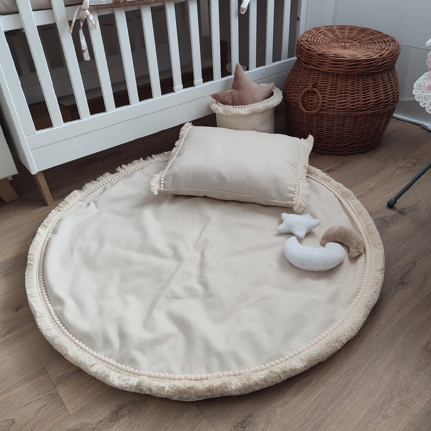 Boho-Spielmatte Ecru (wasserdichter Stoff)