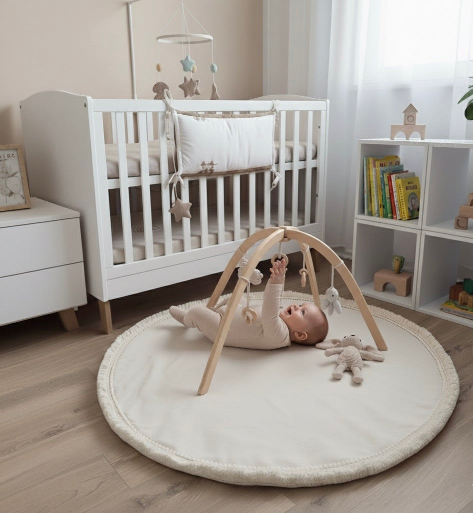 Boho-Spielmatte Ecru (wasserdichter Stoff)