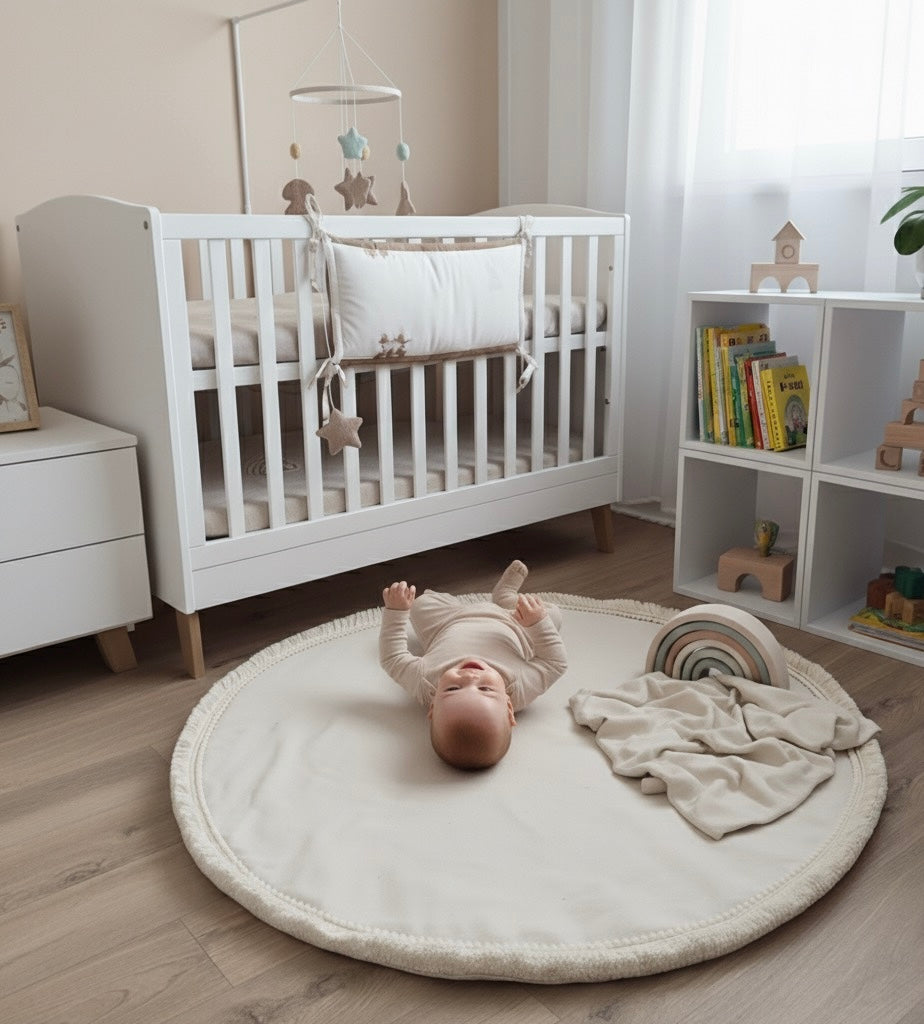 Boho-Spielmatte Ecru (wasserdichter Stoff)