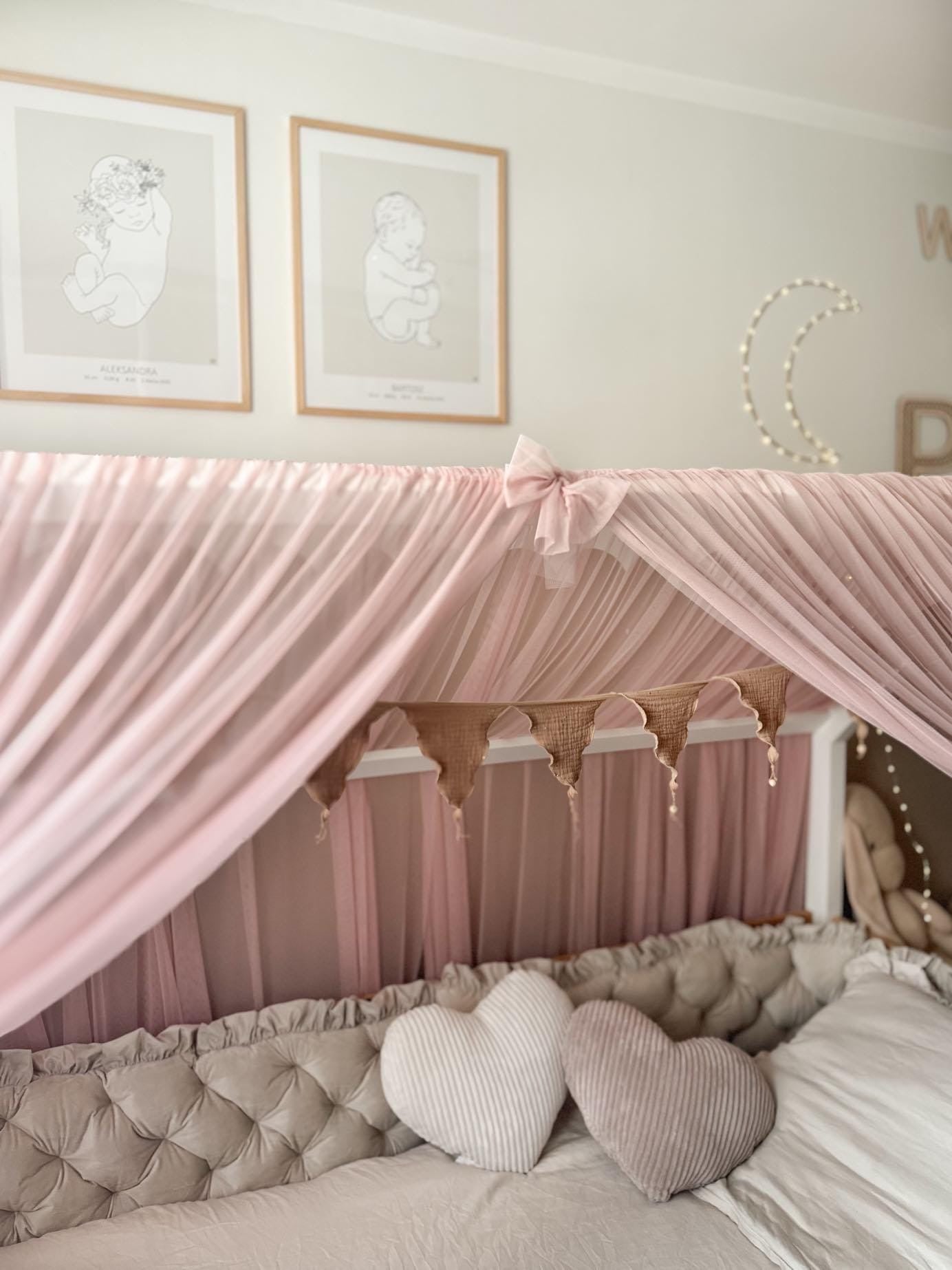 SnuggleSpace – Vorhang-Set für Hausbetten-Altrosa