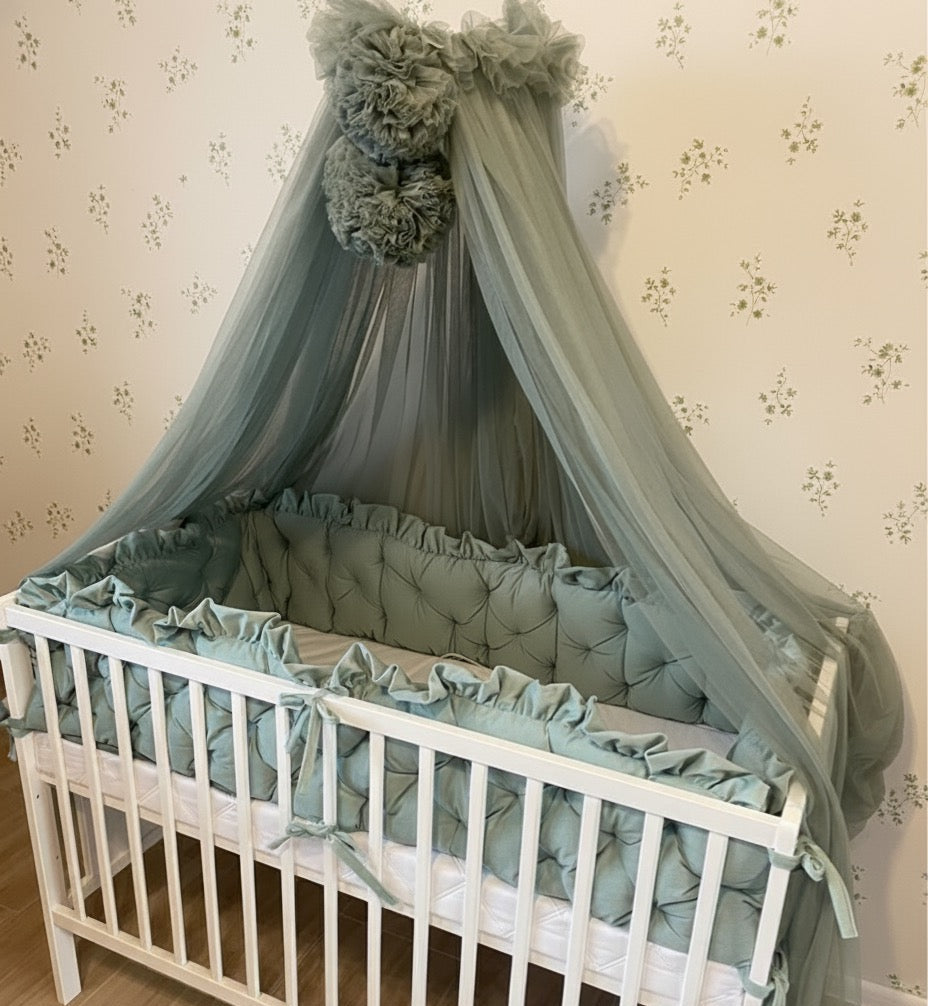 Bettumrandung Samt-Khaki