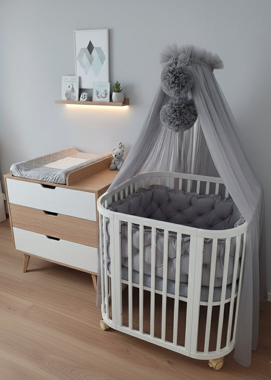 Bettumrandung Samt-Grau