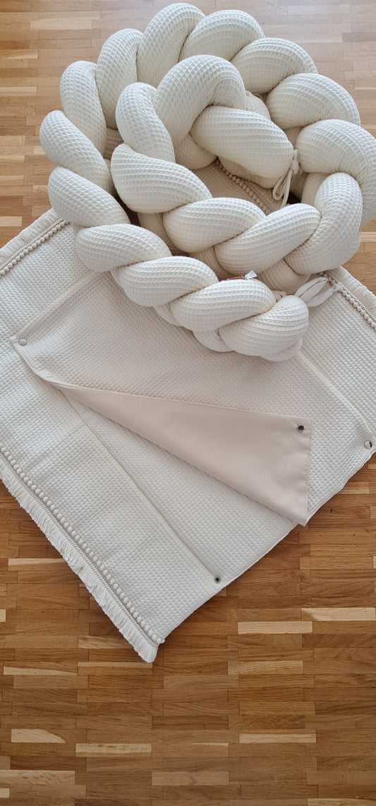 Bettschlange-Waffelpique 210cm Ecru - Lovely Detail